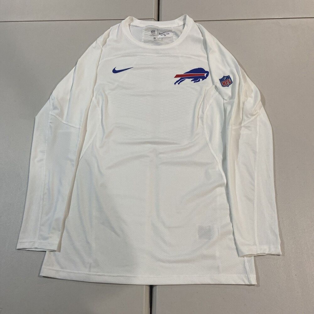 Buffalo Bills Shirt Mens 2XL White Nike Dri Fit Long Sleeve Tee - Team Issued